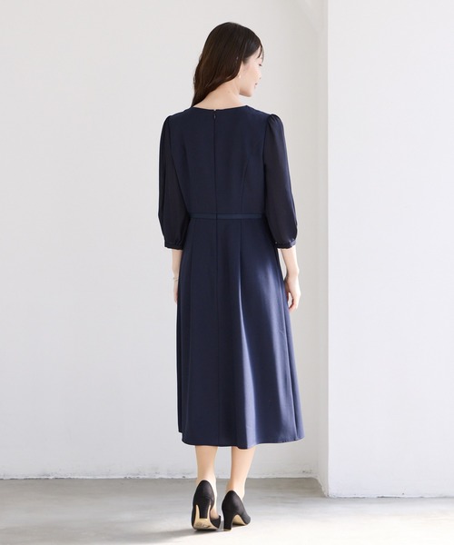 AIMER（エメ） パーティードレス ワンピース 胸元タックデザイン袖付き