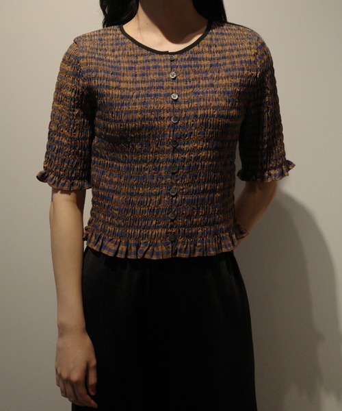 CLANE（クラネ） ブラウス シャツ CLANE SHIRRING HALF SLEEVE BLOUSE