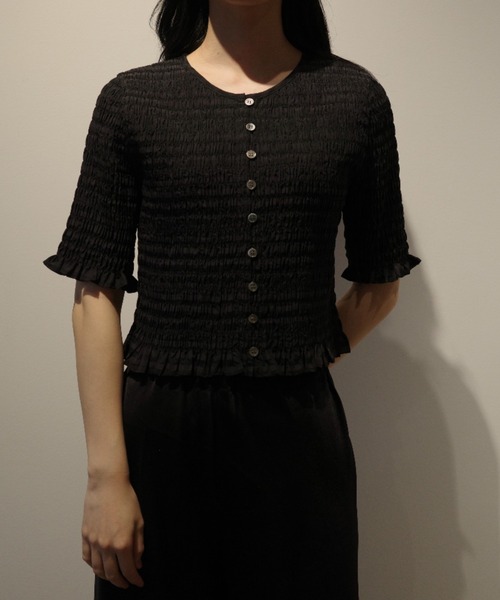 CLANE（クラネ） ブラウス シャツ CLANE SHIRRING HALF SLEEVE BLOUSE
