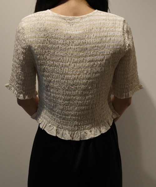CLANE（クラネ） ブラウス シャツ CLANE SHIRRING HALF SLEEVE BLOUSE