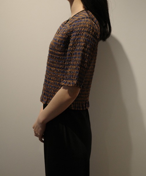 CLANE（クラネ） ブラウス シャツ CLANE SHIRRING HALF SLEEVE BLOUSE