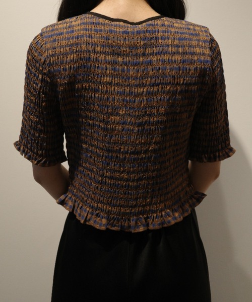 CLANE（クラネ） ブラウス シャツ CLANE SHIRRING HALF SLEEVE BLOUSE
