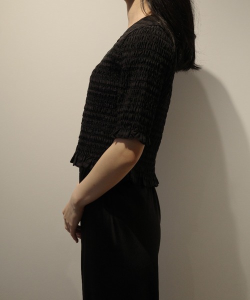 CLANE（クラネ） ブラウス シャツ CLANE SHIRRING HALF SLEEVE BLOUSE