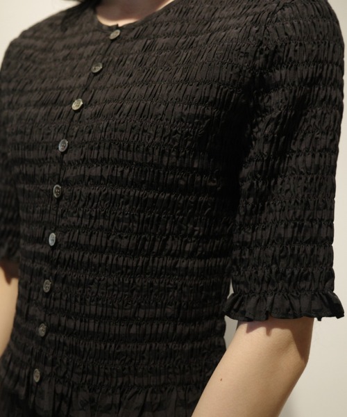 CLANE（クラネ） ブラウス シャツ CLANE SHIRRING HALF SLEEVE BLOUSE