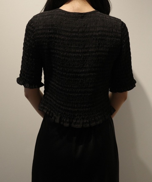 CLANE（クラネ） ブラウス シャツ CLANE SHIRRING HALF SLEEVE BLOUSE
