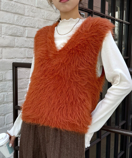 「w closet」 ニットベスト FREE グレー レディース_画像3