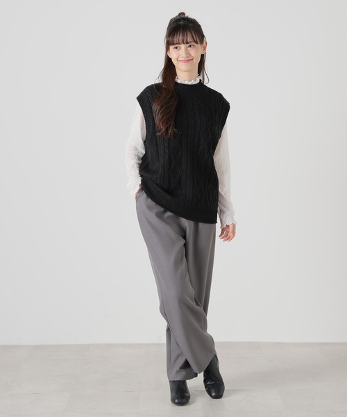 「Honeys」 ニットベスト L ベージュ レディース_画像2