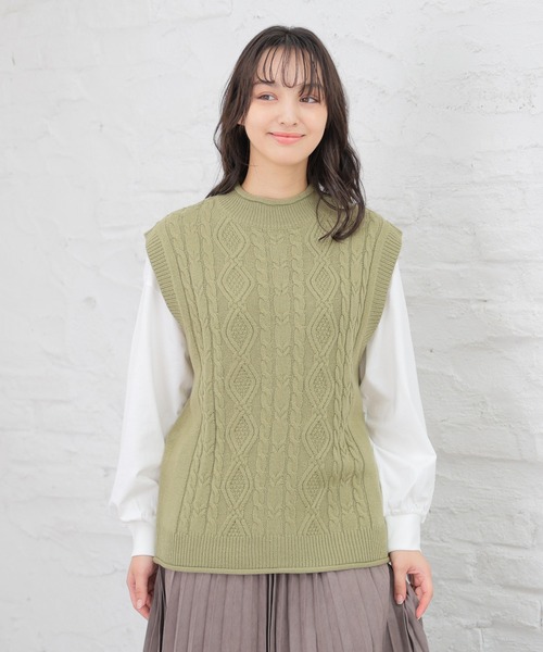 「Honeys」 ニットベスト L ベージュ レディース_画像5
