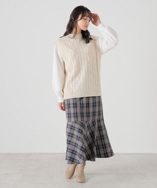 「Honeys」 ニットベスト L ベージュ レディース_画像9