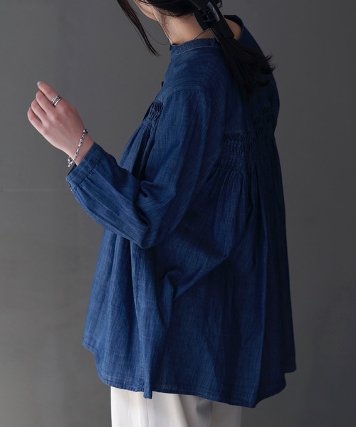 「＆HALF」 長袖チュニック L ブルー レディース_画像8