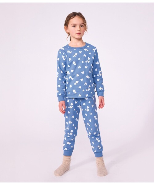 PETIT BATEAU（プチバトー） パジャマ ハートプリント長袖パジャマ