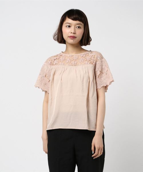 ブラウス シャツ 「一部店舗限定」フラワーフェザーアメスリブラウス レディース 一部店舗限定】フラワーフェザーアメスリブラウス｜Rouge vif la