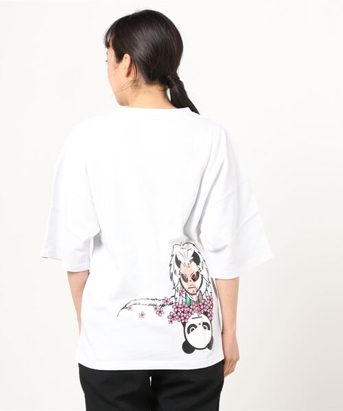 tシャツ HIPANDA ハイパンダ レディース 歌舞伎プリント ビッグシルエット 半袖Tシャツ レディース HIPANDA tシャツ ハイパンダ レディース 歌舞伎プリント ビッグ