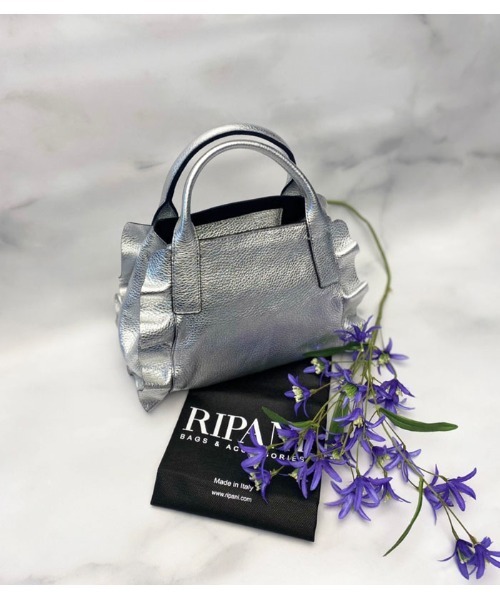 トートバッグ 「RIPANI/リパーニ」牛革メタリック加工サイドフリルマイクロミニトート バッグ(小) レディースの画像