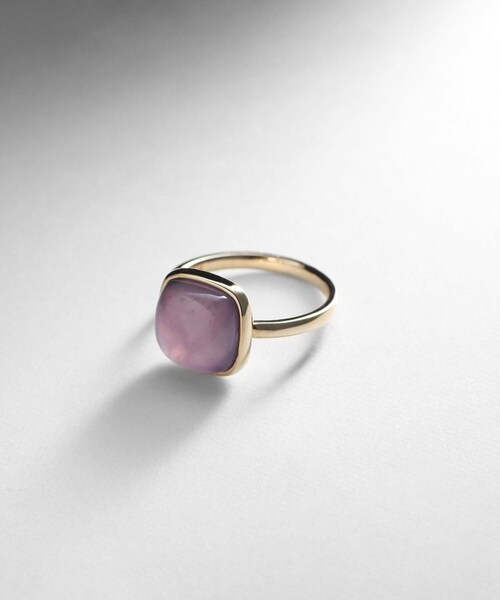 COCOSHNIK 指輪 リング K10パープルカルセドニー クッションカボション  