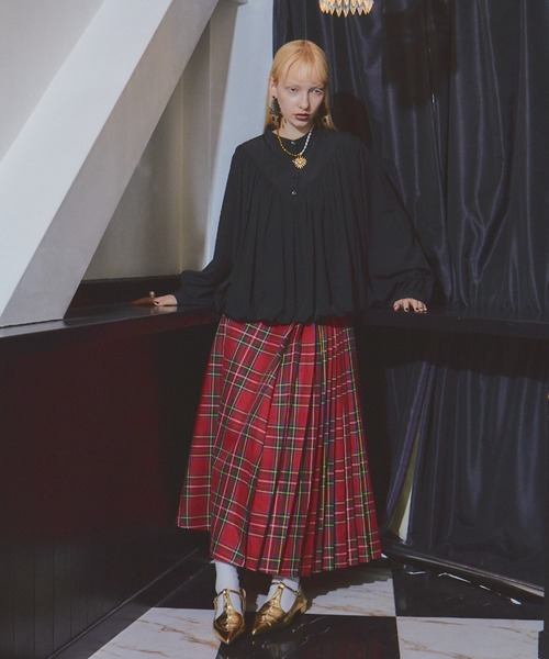 MSGM チェック プリーツスカート manana suerte スカート アシンメトリーチェックプリーツ