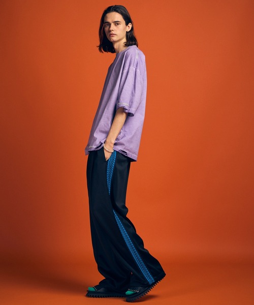 MAISON SPECIAL◆Embroidery Damage Over-Dye長袖Tシャツ/1/コットン/GRY/11232411302 セール】《UNISEX》Embroidery Damage Over-Dye Crew Neck Long