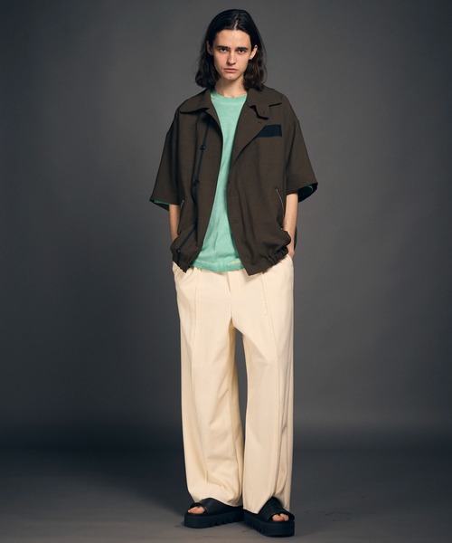 MAISON SPECIAL◆Embroidery Damage Over-Dye長袖Tシャツ/1/コットン/GRY/11232411302 セール】《UNISEX》Embroidery Damage Over-Dye Crew Neck Long