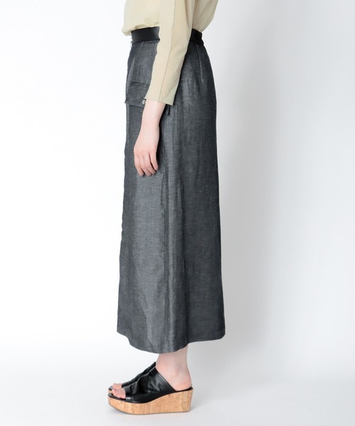 スカート LIGHT CREPE SKIRT WITH ZIP DRESSLAVE スカート B7 / linen twill front zip skirt(リネン