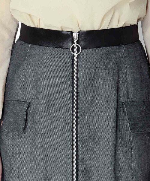 DRESSLAVE スカート B7 / linen twill front zip skirt(リネン