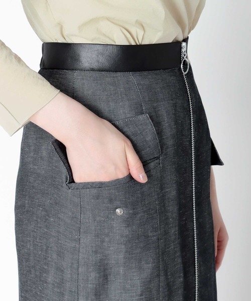 DRESSLAVE スカート B7 / linen twill front zip skirt(リネン