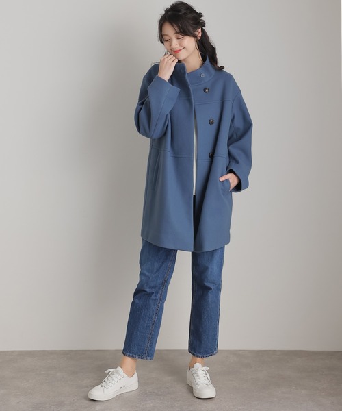 ElegChic ステンカラーコート コート フェイクウールスタンド