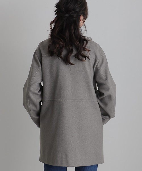 ElegChic ステンカラーコート コート フェイクウールスタンド