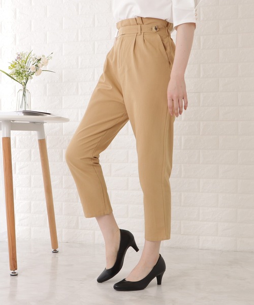 LOHEN★ サイドベルテッドハイウエストパンツ 36 lohen ローヘン サイドベルテッドハイウエストパンツ 36 ホワイト