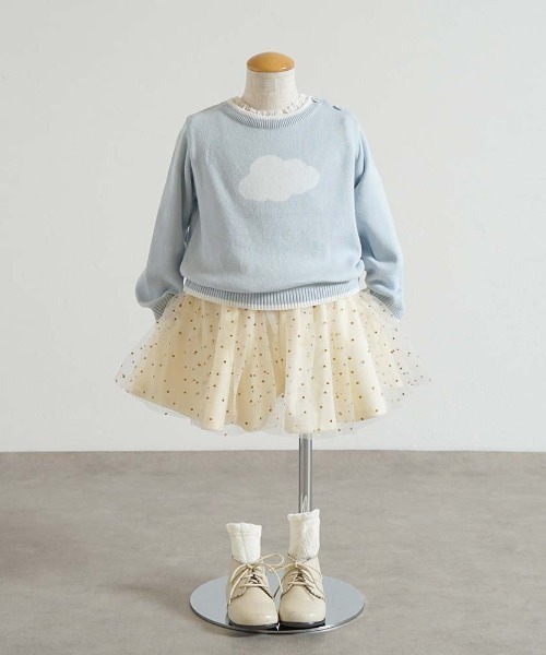 10mois ベビー 「10mois」星チュールベロアキュロットパンツ 80-90cm  