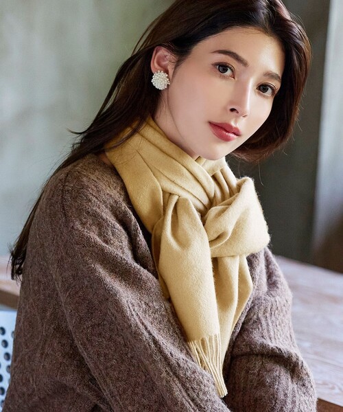 Tiaclasse マフラー ストール 「ウール100%」フリンジ付きマフラー