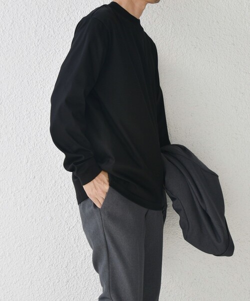 SHIPS any tシャツ any: スムースコットン モックネック Tシャツ (ロン