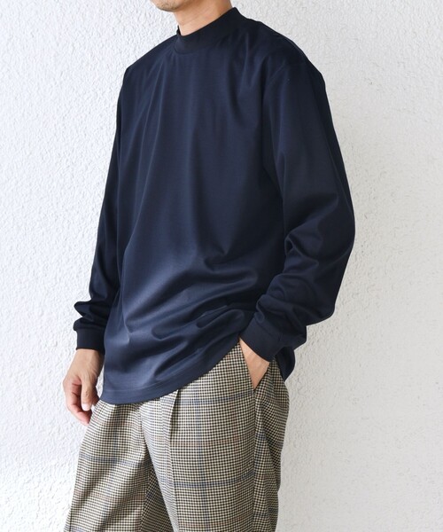 SHIPS any tシャツ any: スムースコットン モックネック Tシャツ (ロン