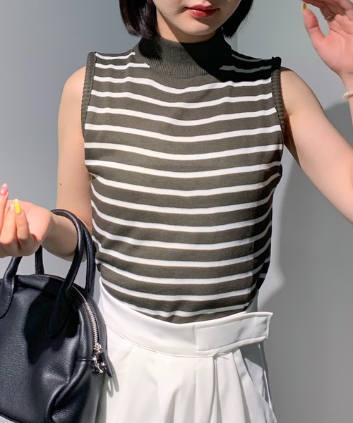 TAUPE（トープ）の「TAUPE/トープ/Multi Stripe Mesh Knit Vest