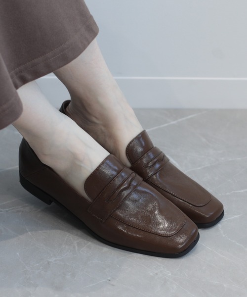 shoes365 ローファー 「shoes365」スクエアトゥ ローヒール