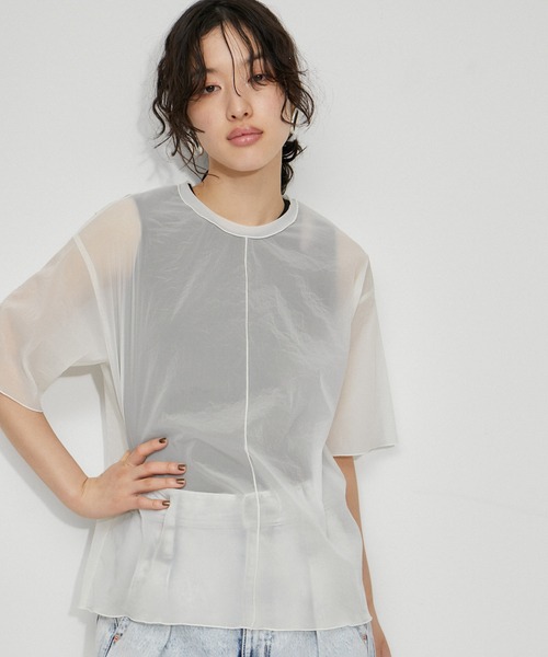 【ベージュ系（28）】シアータフタメローステッチT アダム エ ロペ ADAM ET ROPE' シアータフタメローステッチT