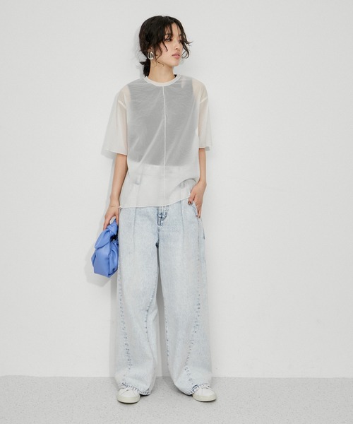 tシャツ シアータフタメローステッチT レディース ADAM ET ROPÉ FEMME(アダム エ ロペ ファム) / シアータフタ