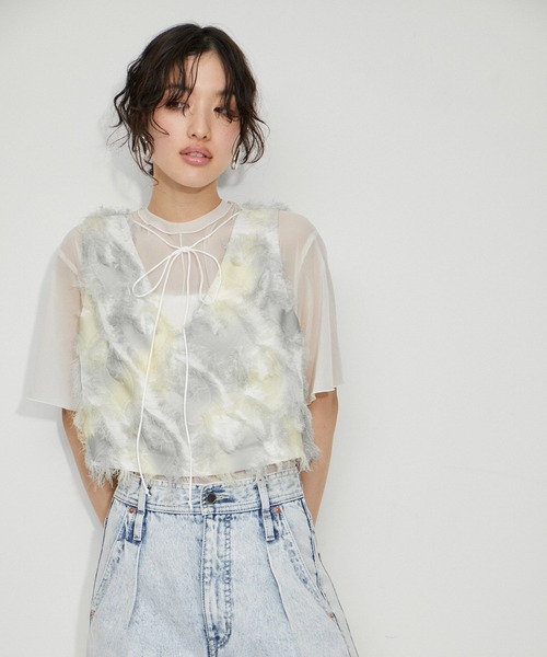 tシャツ シアータフタメローステッチT レディース ADAM ET ROPE' tシャツ シアータフタメローステッチT レディース
