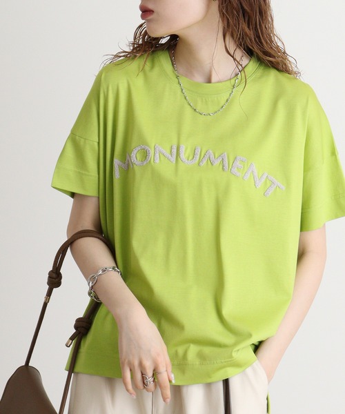 tシャツ BRODIAEA MONUMENTパイルロゴ　極サラTシャツ レディース tシャツ BRODIAEA MONUMENTパイルロゴ 極サラTシャツ レディース