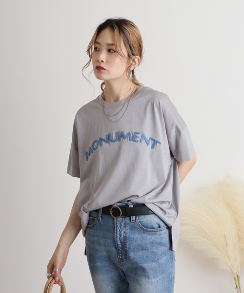 tシャツ BRODIAEA MONUMENTパイルロゴ　極サラTシャツ レディース tシャツ BRODIAEA MONUMENTパイルロゴ 極サラTシャツ レディース