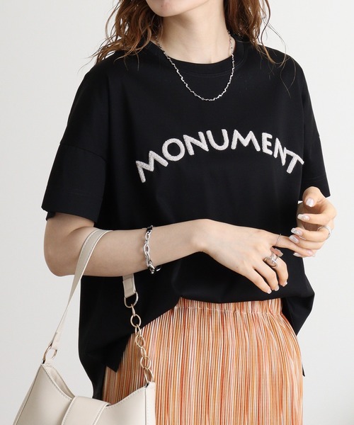tシャツ BRODIAEA MONUMENTパイルロゴ　極サラTシャツ レディース tシャツ BRODIAEA MONUMENTパイルロゴ 極サラTシャツ レディース
