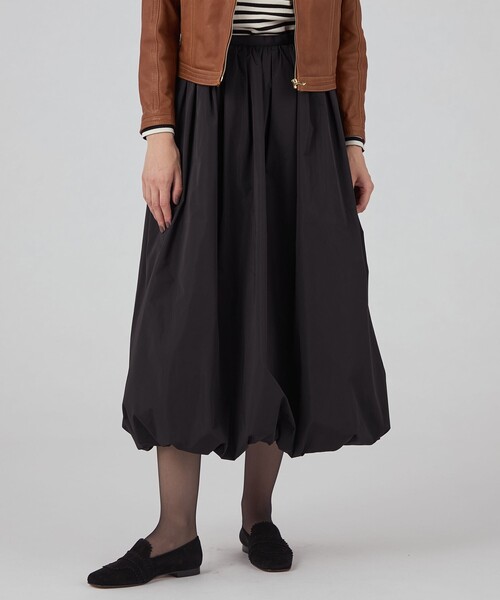ENFOLD SOLID WAVE TUCK スカートバルーンスカート 黒 36 ENFOLD SOLID