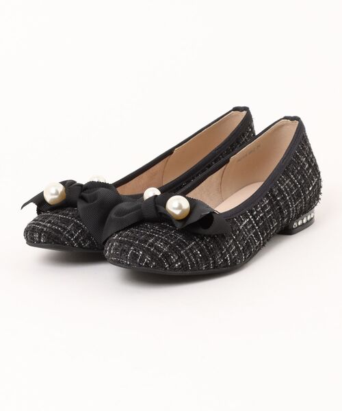 パンプス 「Bridget Birkin」ビッグパールリボンフラットシューズ(541528)