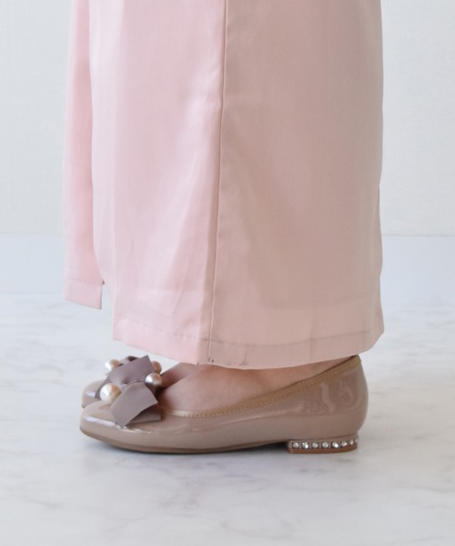 パンプス 「Bridget Birkin」ビッグパールリボンフラットシューズ(541528)