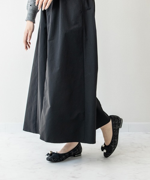 パンプス 「Bridget Birkin」ビッグパールリボンフラットシューズ(541528)