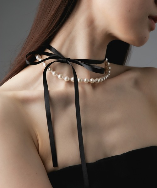 Os accessory ネックレス Os -オズ- サテンリボンパール