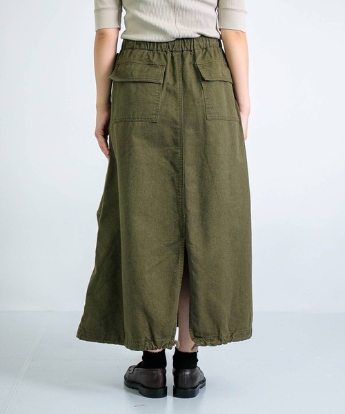 新品タグ⭐️A.P.C. ミリタリー カーキ ロングスカート 38 ウエストゴム DOMINGO（ドミンゴ） ロング スカート 「D.M.G / ディーエムジー