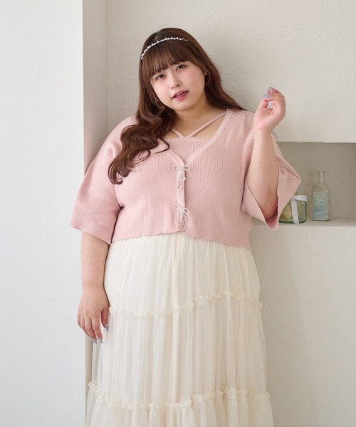 カーディガン 「大きいサイズ」リボンブローチアンサンブル レディース Louiosy カーディガン 「大きいサイズ」リボンブローチ