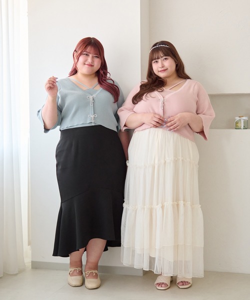 Louiosyルオシー　リボンブローチアンサンブル　大きいサイズ　 新品 大きいサイズ】リボンブローチアンサンブル（カーディガン