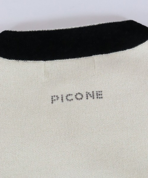 STUDIO PICONE カーディガン 丸襟デザインジップカーディガン