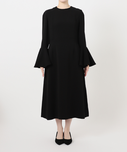 room no.8 黒のロングワンピース ネイビー襟・袖 Room no.8（ルームエイト） ワンピース ROOM NO.8 BLACK （ルーム